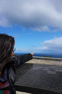 Johanna pointing out the North Island in the yonder